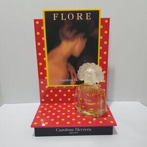 Vtg FLORA Carolina Herrera NY Counter Plastic Display w FULL Bottle Prop EDP